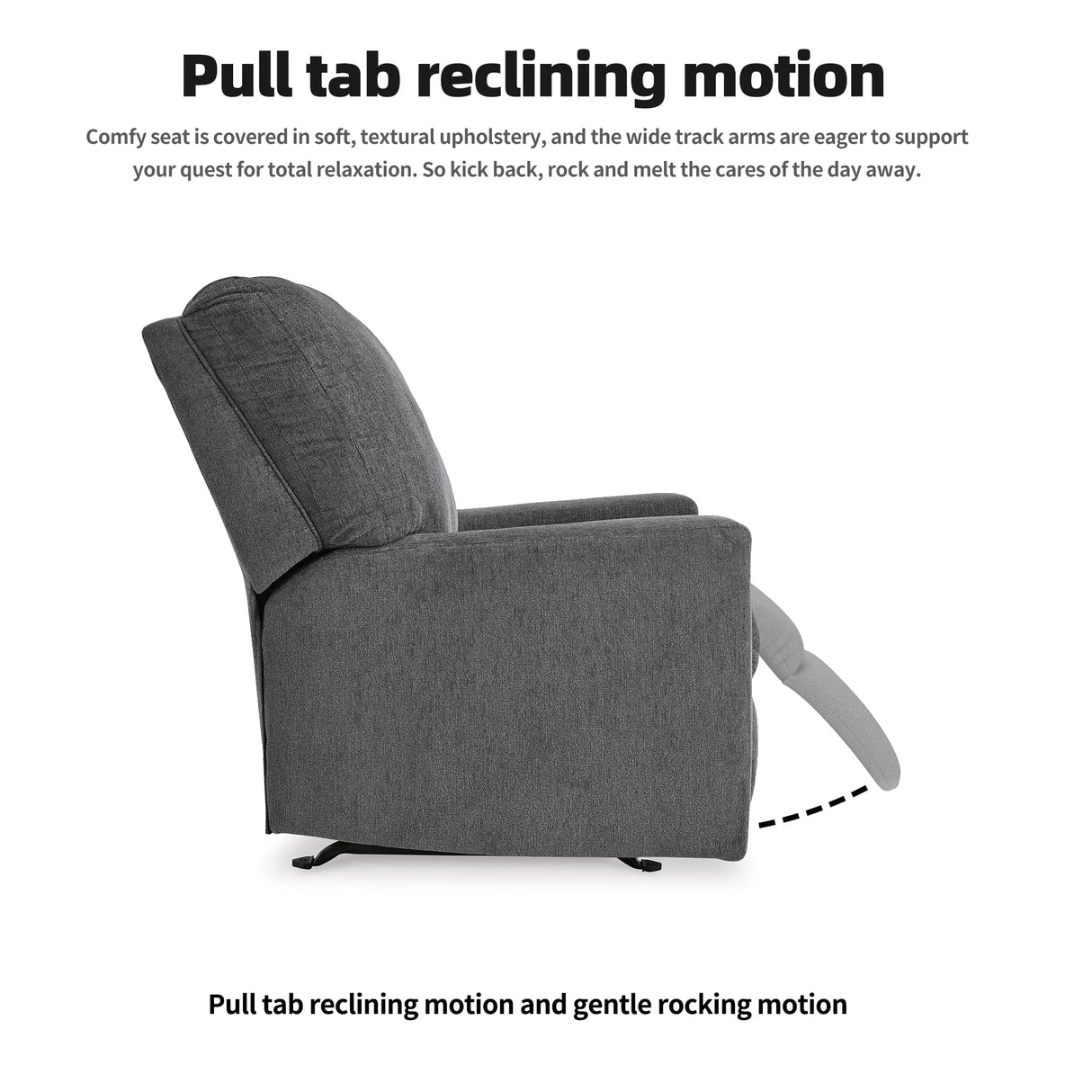 Signature Design by Ashley Rannis Casual Manual Rocker Recliner, Gray Signature Design by Ashley