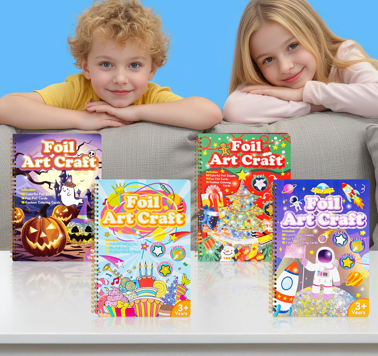 ilauke Art Craft Activity for Kids, No Mess DIY Creative Birthday Foil Art Kits, 2-in-1 Creative Travel Book for Girls Age 4-9, Idea Stuffers Valentines Gifts for Girls Boys, Travel Activities ilauke