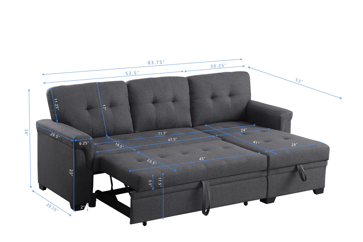 Ball & Cast L-Shape Reversible Sectional Sleeper Sofa Bed 4 in 1 Pull Out Couch with Storage Chaise & Removable Back Cushions,Convertible Sleeper Corner Couch Pull Out Sofa Bed for Living Room,Office Ball & Cast