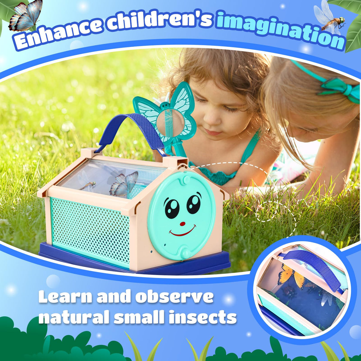 Garma Bug Catcher Kit for Kids, Outdoor Explorer Kit for Toddler with Insect Collection Box Bug Catching Tools and Magnifying Glass Spring Insect Catching Kit Summer Nature Toys Birthday Gifts Garma