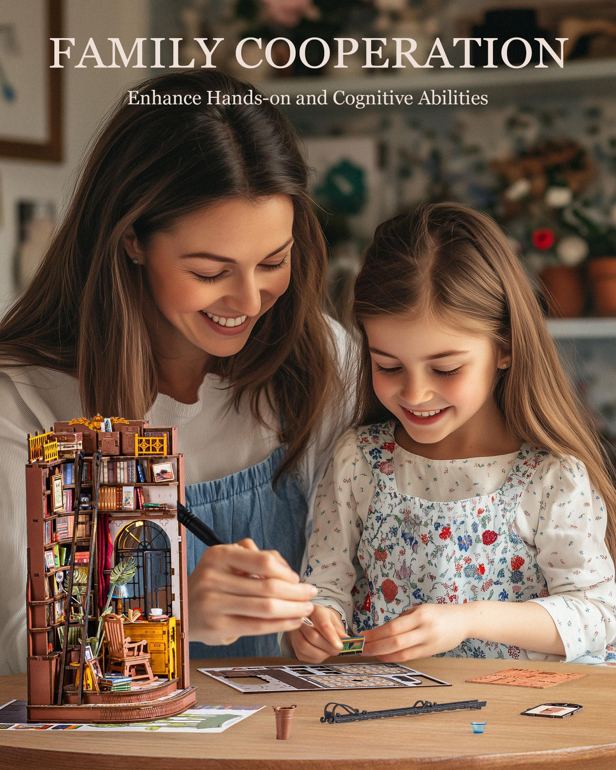 Rolife DIY Book Nook Kit Silent Corner Study, 3D Puzzles Creative British Bookend Bookshelf Decor for Adults, Tiny House Miniature Kits Model Building Kits, DIY Crafts/Gifts for Teens & Book Lovers Rolife