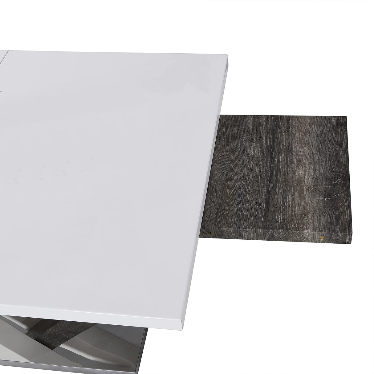 Cherry Tree Furniture High Gloss White Extendable Dining Table 6 to 8-Seater with Stainless Steel Base Cherry Tree Furniture