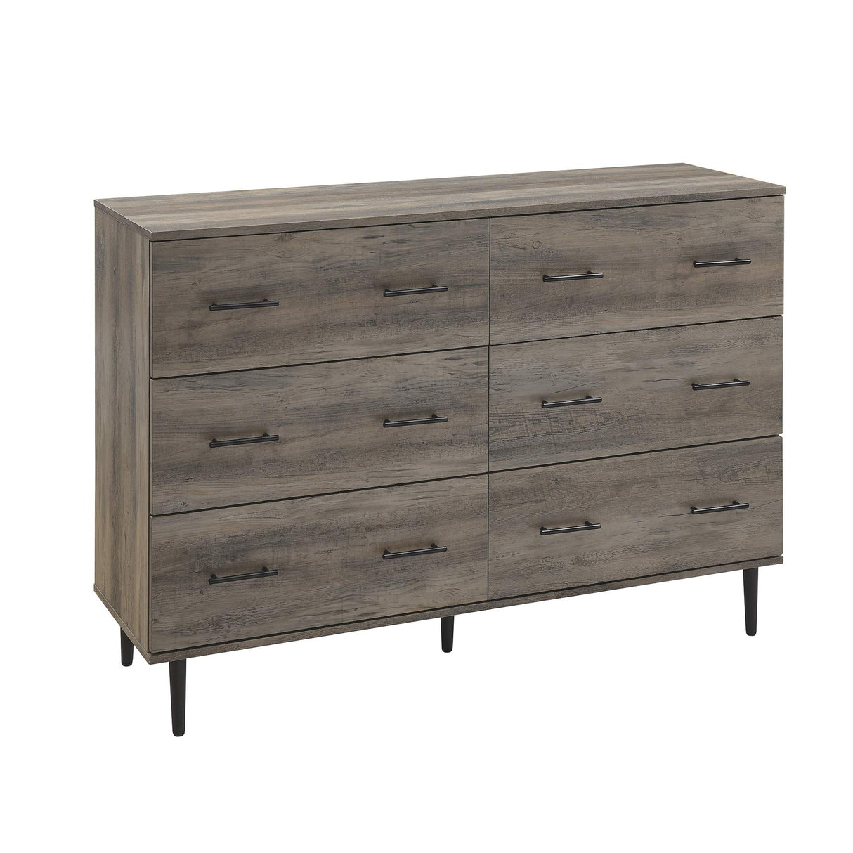 Walker Edison Mila Modern 6 Drawer Storage Buffet, 52 Inch, Grey Wash Walker Edison