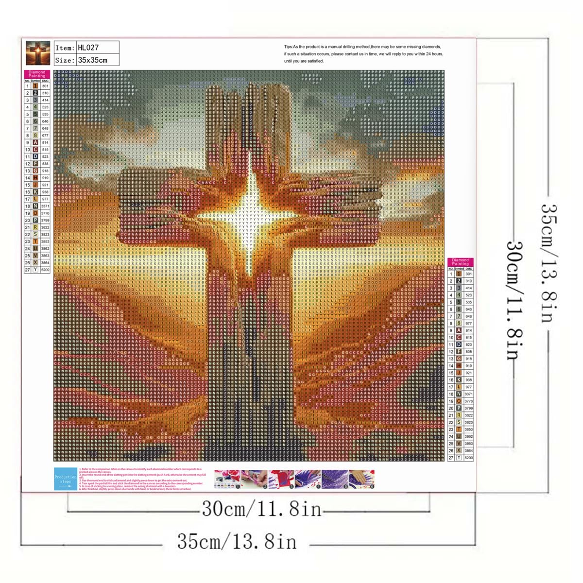 Sunset Cross Diamond Art Kits for Adults,5D Diamond Painting Kit for Christianity,DIY Full Round Drill Gem Arts Religious Diamond Paint by Diamond Dots Wall Art Decor 13.8x13.8 Inch GEMFAMILY