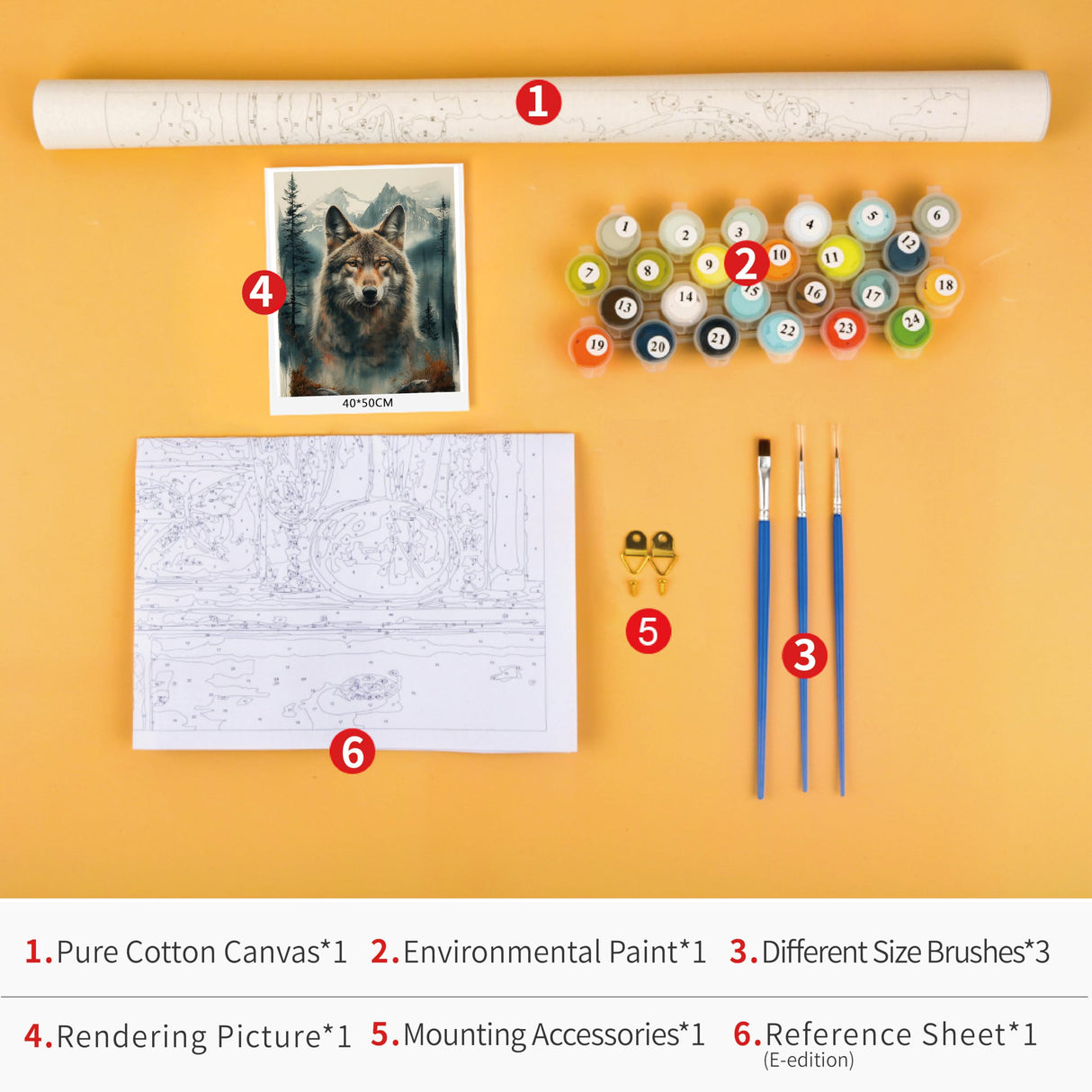 TUMOVO Paint by Numbers Wolf, Landscape Paint by Number for Adults, Adult Paint by Number Kits on Canvas, Wolf and Mountain Paint by Numbers Kit for Art Crafts 16"x20" TUMOVO