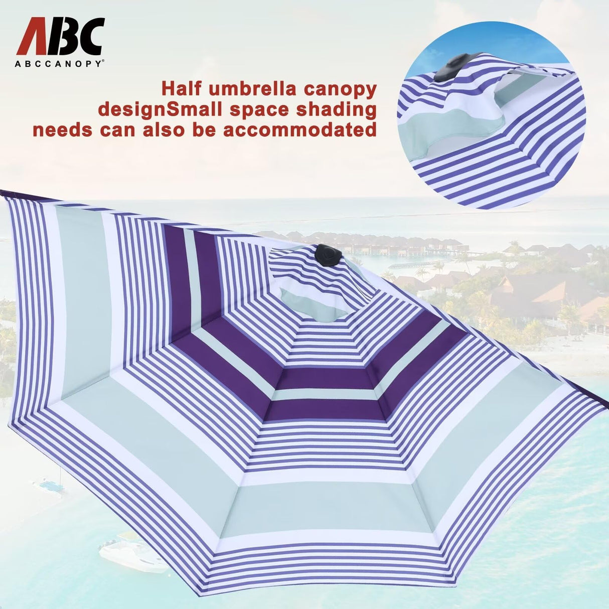 ABCCANOPY Patio Half Umbrellas 10FT (Blue Purple Stripes) ABCCANOPY