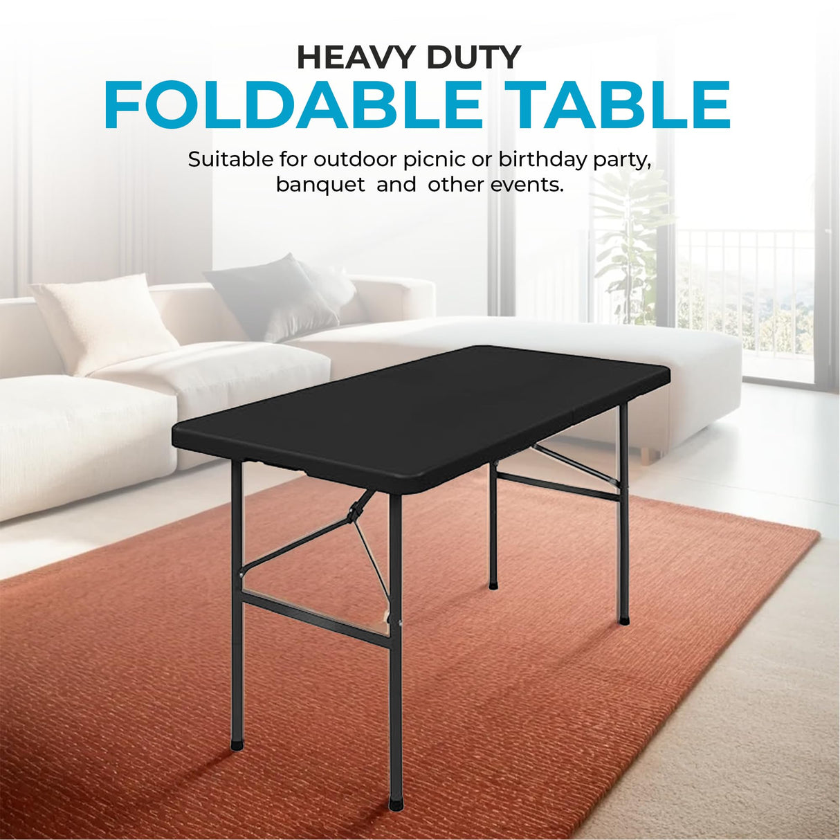 SIMPLI-MAGIC 79582 Foldable Table, 4 Feet, Black SIMPLI-MAGIC