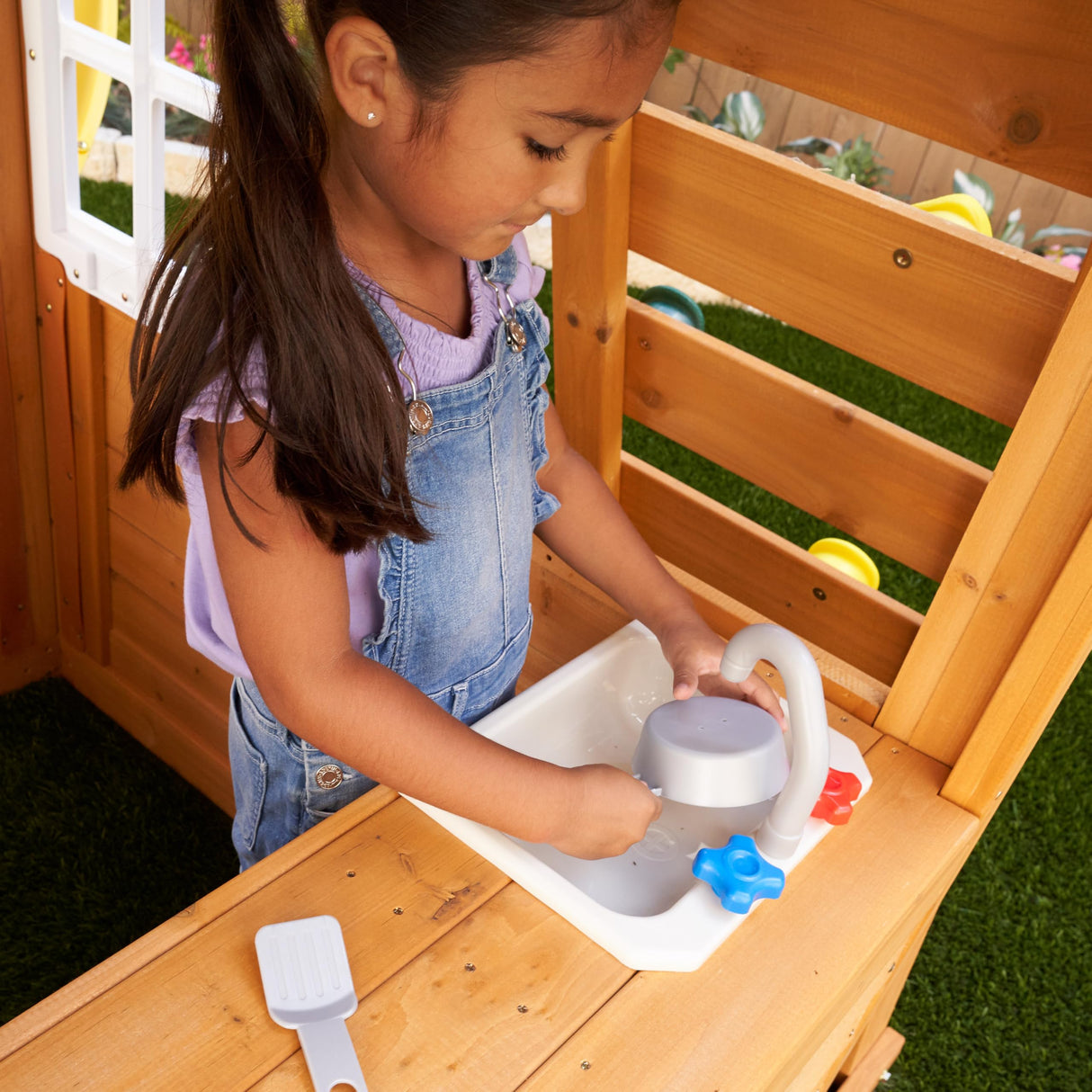 KidKraft Sterling Falls Wooden Swing Set/Playset with Clubhouse, Mailbox, Slide and Play Kitchen KidKraft