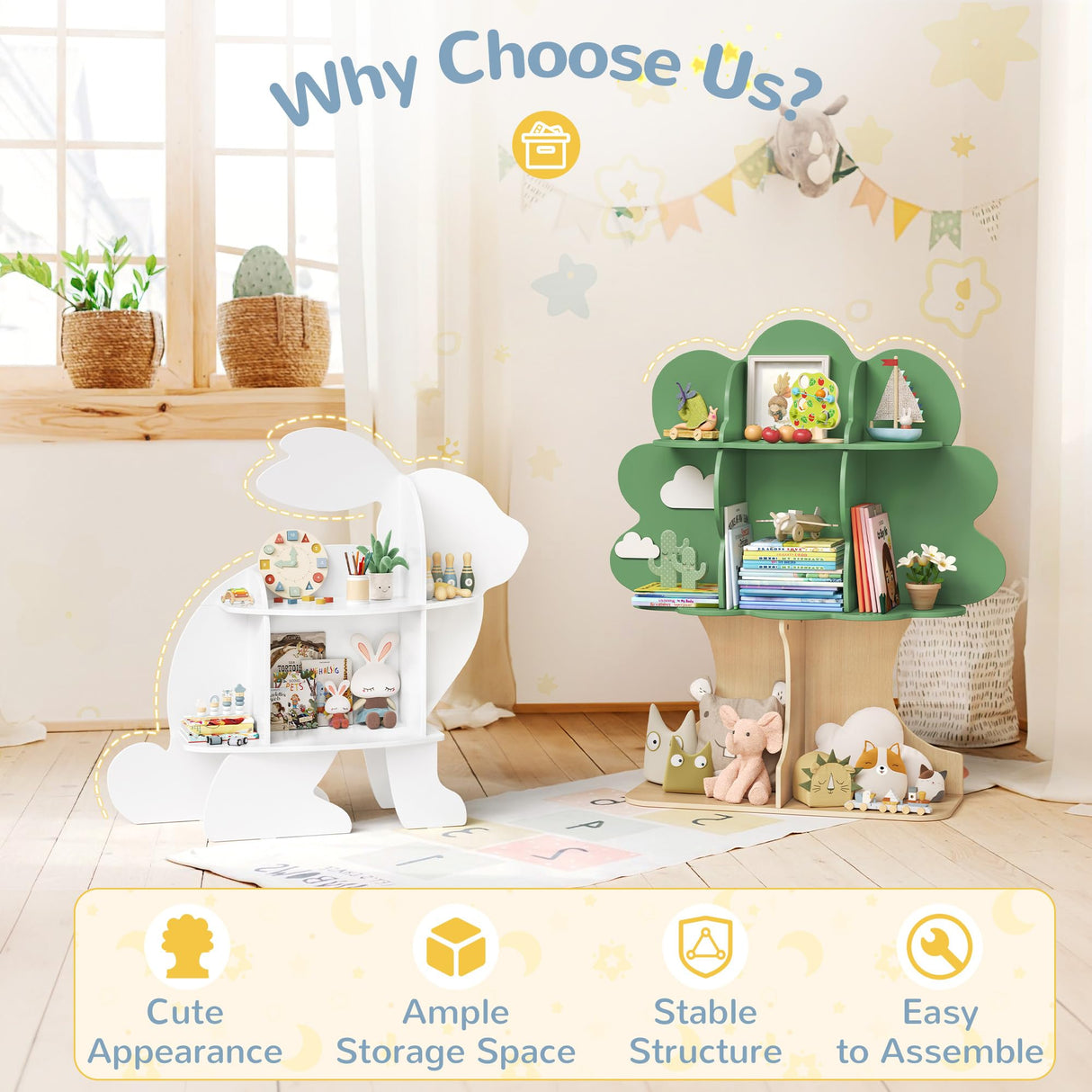 Curipeer Tree Kids Bookshelf, Toddler Bookshelf for Kids, Baby Montessori Bookshelf and Toy Storage, Wooden Kids Bookcase, Book Shelf for Kids Rooms, Nursery, Bedroom, Playroom, Green Curipeer