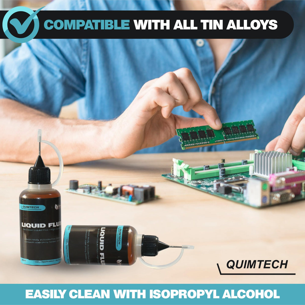 Liquid Solder Flux Dropper (30 ml/1 Oz.) I RMA Liquid Solder Flux I Soldering Flux I Electrical Solder I No Clean Liquid Flux I Rosin Flux I Soldering Flux for Electronics I Lead Free Liquid Solder I QUIMTECH