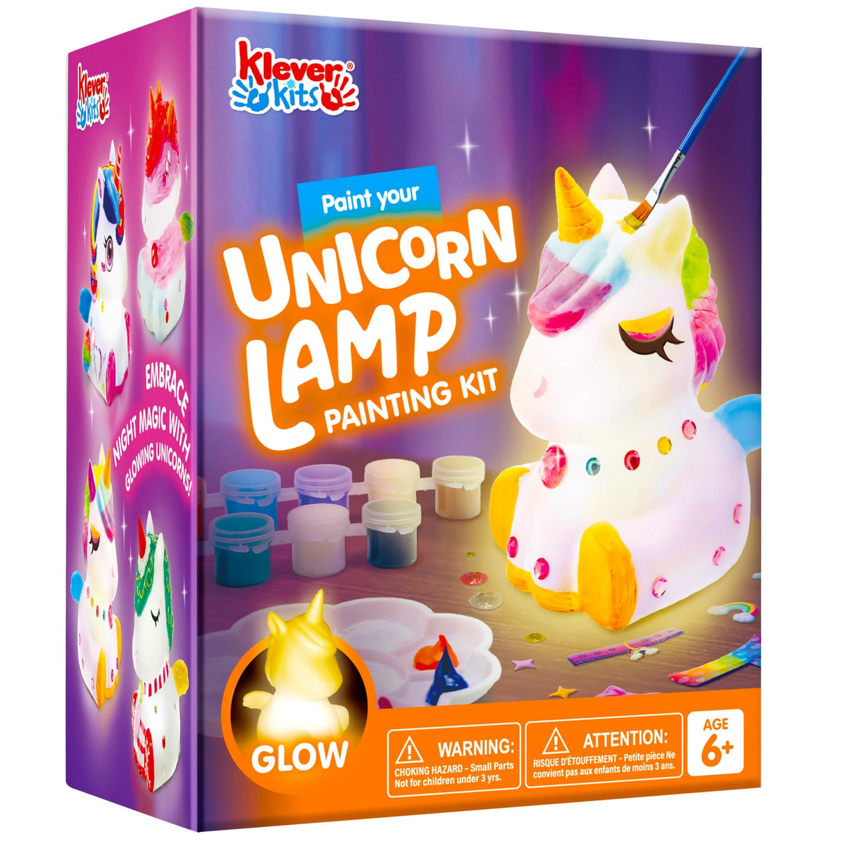 Klever Kits DIY Night Light- Paint Your Own Unicorn Lamp- Arts & Crafts Kit School Activities Art Supplies Painting Kits, Birthday Gifts for Girls Boys Aged 6+ Klever Kits