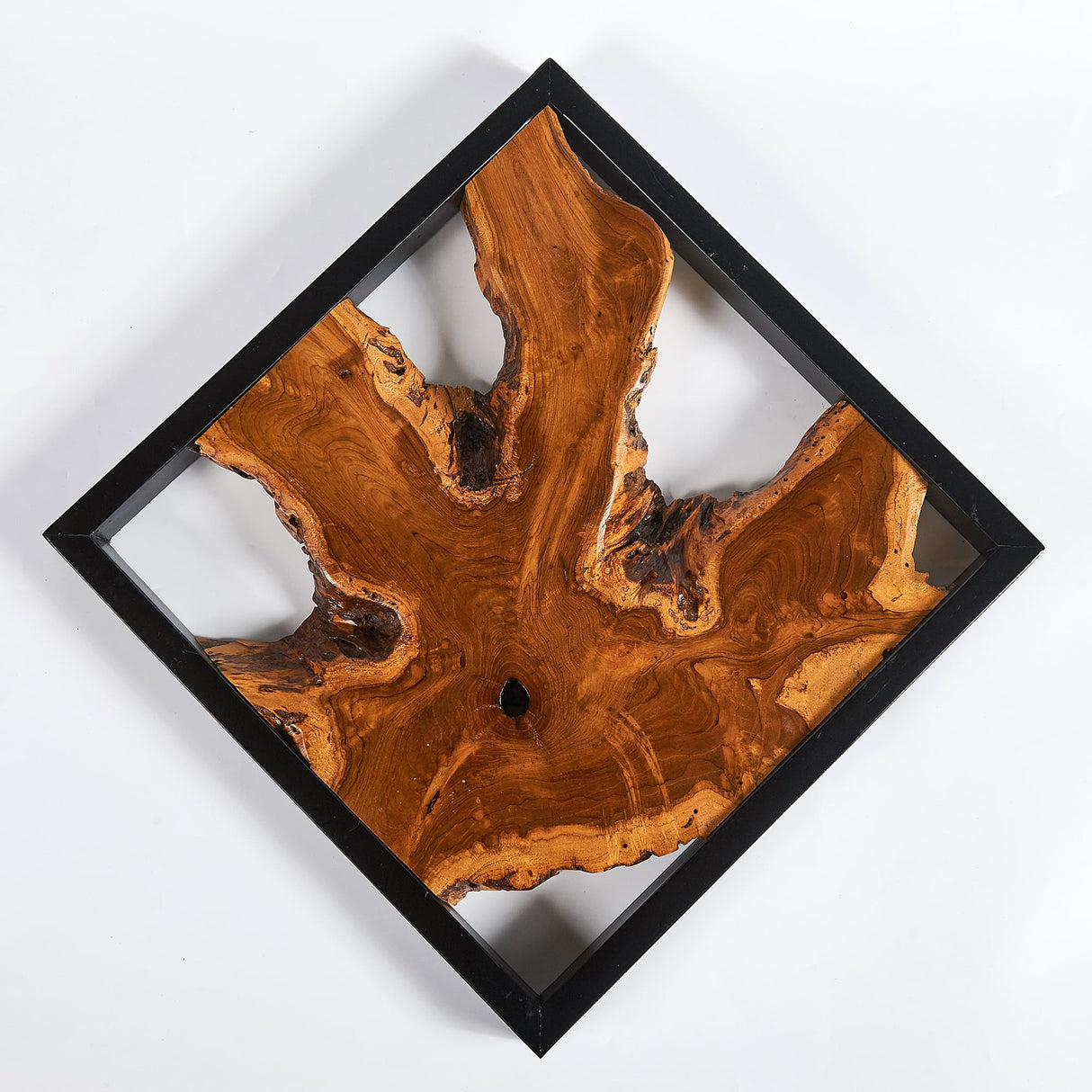 Warmaxx Rustic Teak Wood Wall Decor 17''x17 Farmhouse Live Edge Wall Art Decoration for Home Living Room Bedroom Office Handcrafted Square Wooden Flower Design Wall Décor Warmaxx