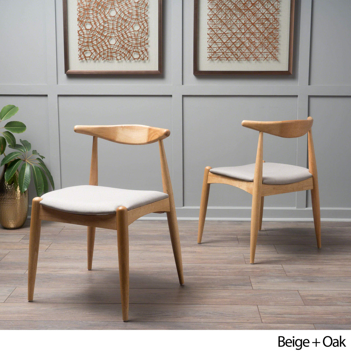 Christopher Knight Home Francie Fabric with Oak Finish Dining Chairs, 2-Pcs Set, Beige Christopher Knight Home