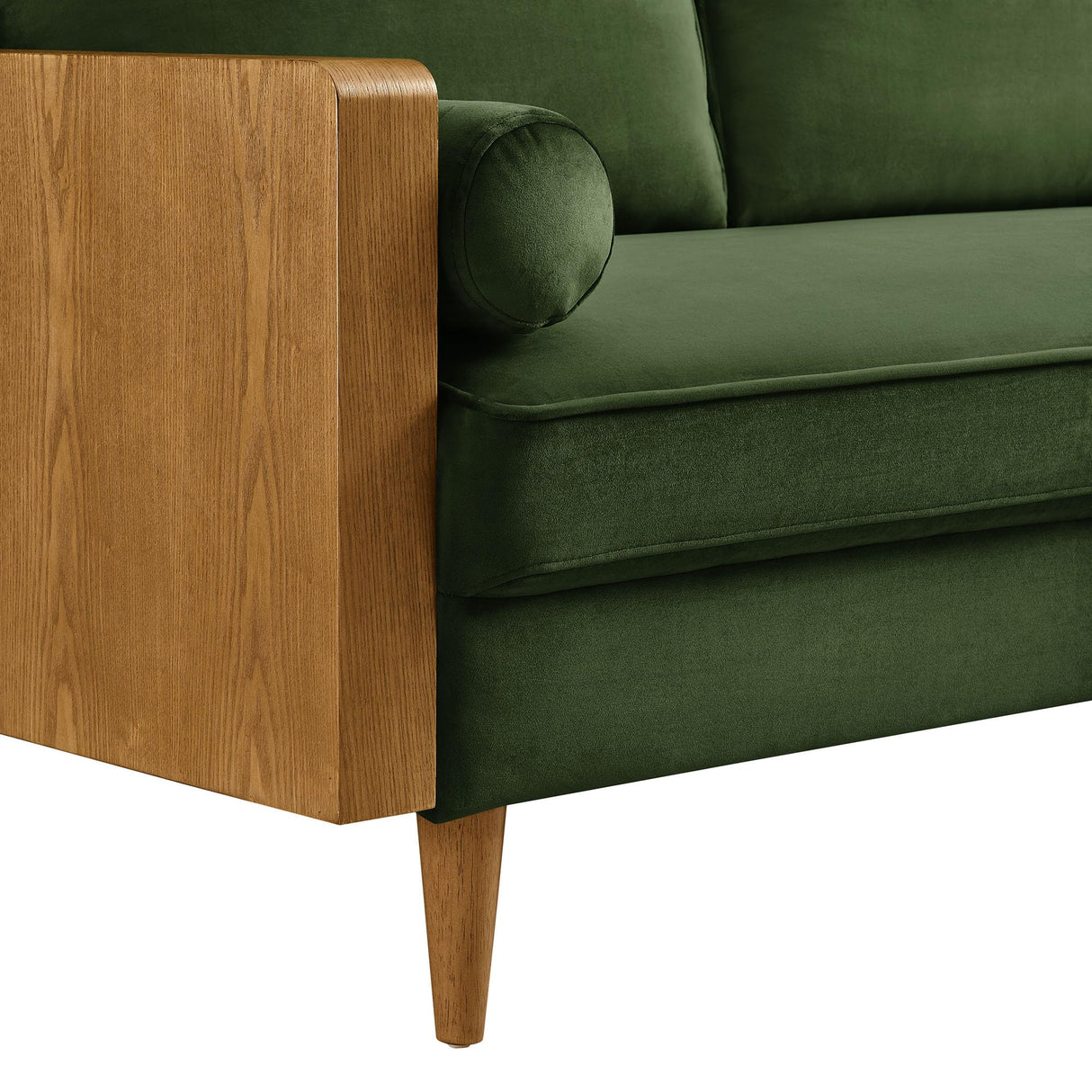 Modway Kellan 72 Inch Velvet Sofa in Walnut Moss Green Modway