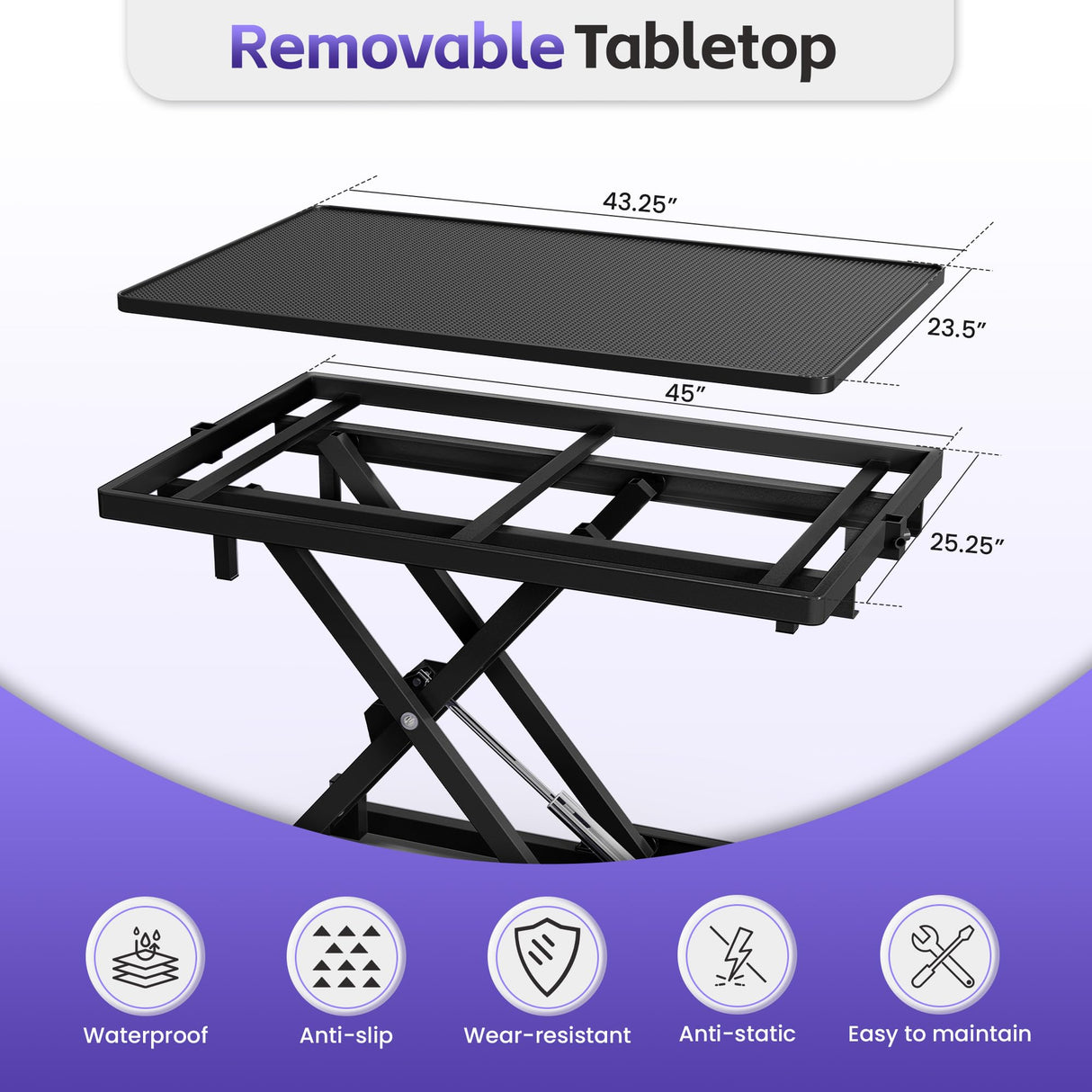 Flying Pig Ultimate Heavy Duty Dog Grooming Table – Hydraulic Lift, Adjustable Height, Non-Slip Surface, Professional Dog & Cat Grooming Arm, Stable & Safe Design for Home and Salon Use -Black Flying Pig Grooming