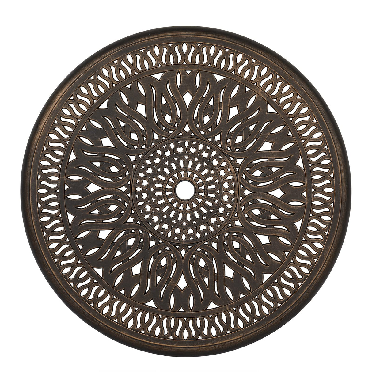 VINGLI 5 Pieces Outdoor Patio Dining Set, Cast Aluminium Patio Furniture Set with 4 Chairs and 1 Umbrella Table for Yard, Garden, Porch and Poolside, Bronze (Round Table and Chairs) VINGLI