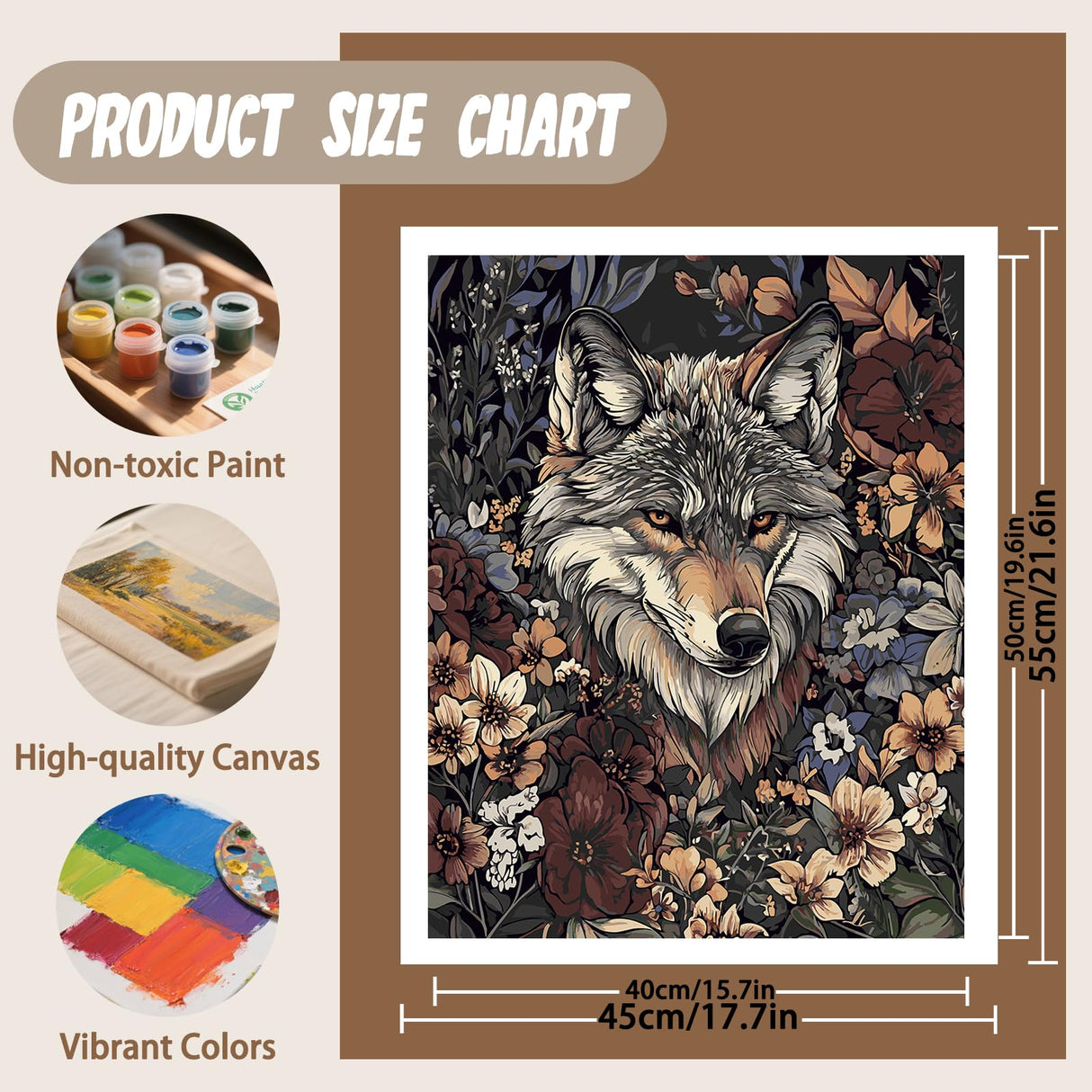 XTCIXAL Wolf Paint by Numbers Kit for Adults, Wolf Paint by Number for Adults, Beginners Acrylic Canvas Painting Kits for Home Wall Decor 16x20 Inch XTCIXAL