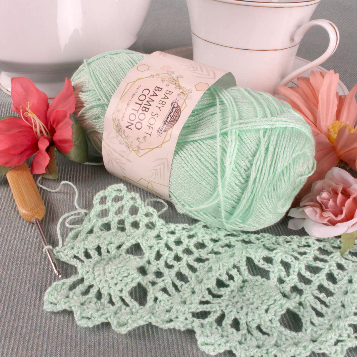 JubileeYarn Baby Soft Bamboo Cotton Yarn - 50g/Skein - Almond Milk - 4 Skeins BambooMN