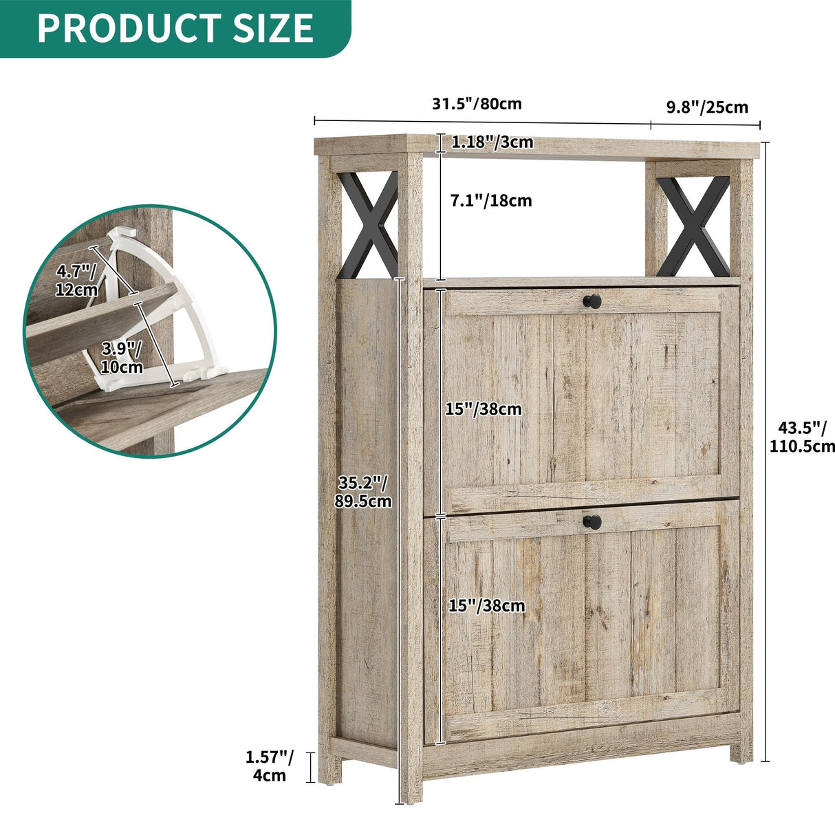 YITAHOME Shoe Cabinet with 2 Flip Drawers, Entryway Shoe Storage Cabinet with Open Shelves, Free Standing Hidden Shoe Rack Storage Organizer for Entryway/Hallway/Closet YITAHOME