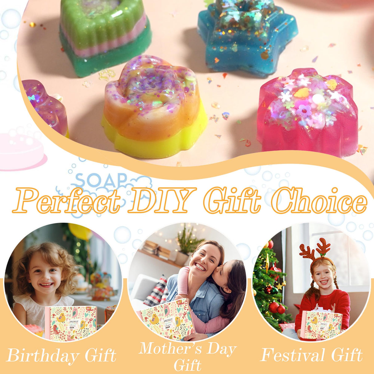 BRIPATI Soap Making Kit for Adults - DIY Soaps Crafts Supplies Set Include Soap Bases, Silicone Molds, Fragrances, Liquid Pigments, Glitters, Birthday & Holiday Gift BRIPATI