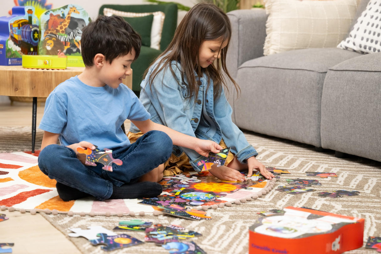 Crocodile Creek 36-Piece Jigsaw Floor Puzzle - Fun Floor Puzzles for Kids Ages 3-5 - Heavy-Duty Shaped Box for Storage - Space Explorer - 27" W x 20" H Finished Crocodile Creek