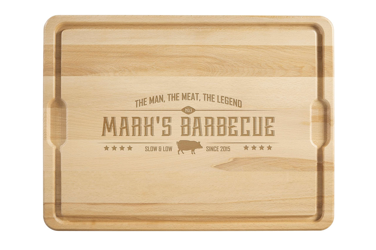 Personalization Universe Personalized Hardwood Cutting Board – “The Man, The Meat, The Legend” - Custom Engraved Cutting Board, BBQ & Grilling Gift, Personalization Universe