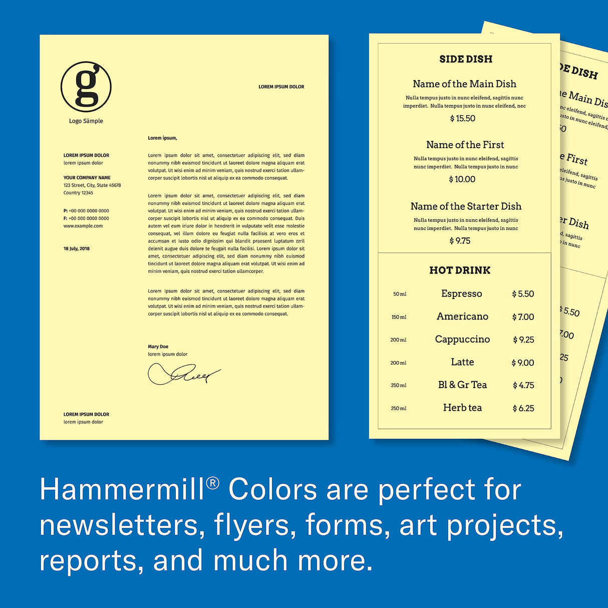 Hammermill Colored Paper, 20 lb Canary Printer Paper, 8.5 x 11-10 Ream (5,000 Sheets) - Made in the USA, Pastel Paper, 103341C Hammermill