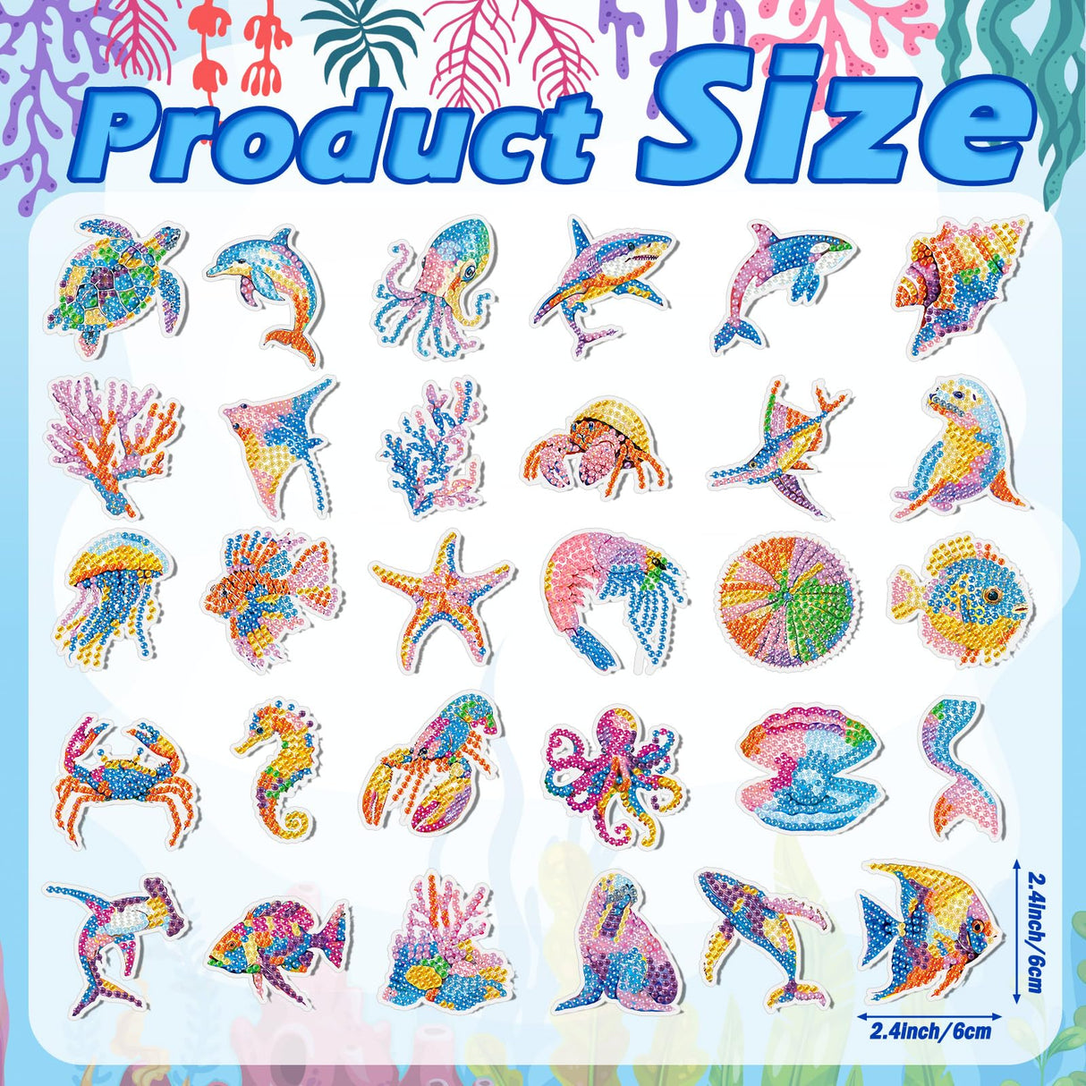 Xuhal 30 Pcs Ocean Animal Diamond Painting Magnets Sea Animal Diamond Art Magnets Kits for Adults 5d Rhinestone Dolphin Turtle Beach Refrigerator Magnetic Sticker for Fridge Beginner DIY Craft Gifts Xuhal