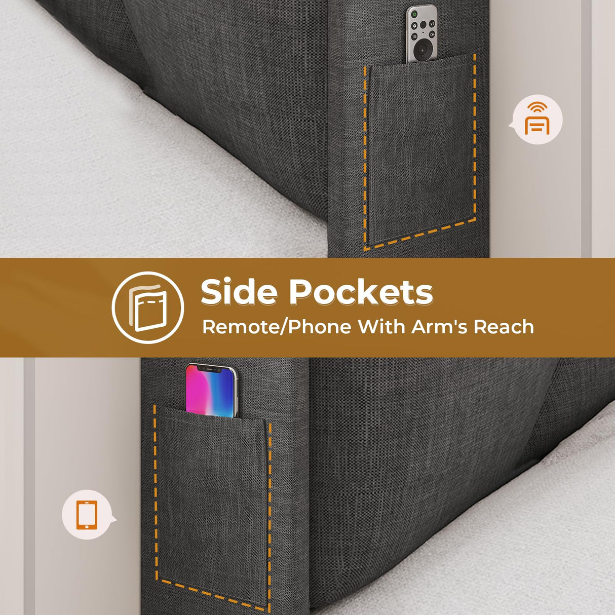 BTHFST Dark Grey Floating Queen Bed Frame with Charging Station, Hidden Storage, and RGB Lighting BTHFST