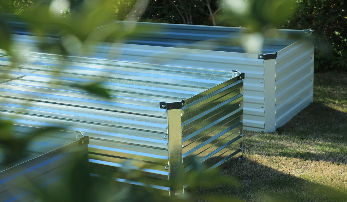 ZUNUDA Galvanized Raised Garden Bed,2 Pcs 10×3×1FT Metal Planting Box for Outdoor Vegetable, Fruit,Planter Gardening (Silver) ZUNUDA