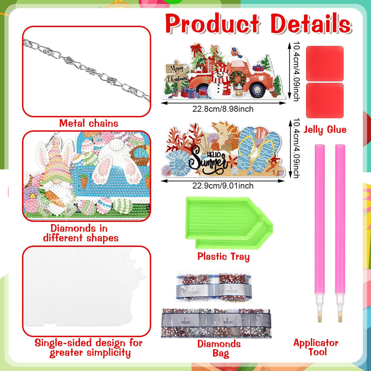 Cinnvoice 12 Pcs Seasonal Diamond Art Wreath Kits Holiday Fall Halloween 5d DIY Diamond Art Hanging Signs Thanksgiving Christmas Ornaments for Wall Door Decoration(Novel) Cinnvoice