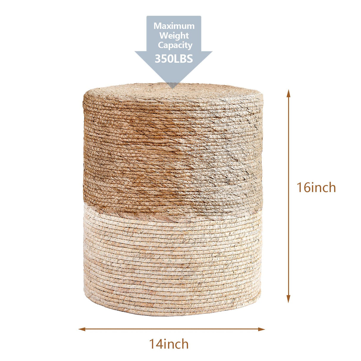 Wimarsbon Ottoman Poufs, 100% Natural Seagrass Pouffe, Hand Weave Round Footstool with Wood Frame, Sitting Braided Footrest, Home Boho Decorative Seat, Accent Chair for Living Room, Bedroom Wimarsbon