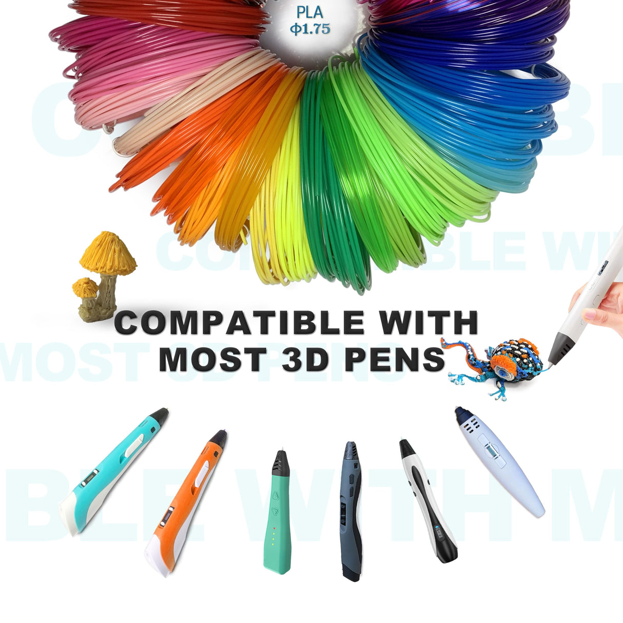 imfulodo 3D Printing Pen Filament - PLA Refills for 3D Print, 20 Bundles, 20 Colors, 16 Feet Each - Ideal for Art, Crafts, Doodler to Create - is Great Birthday and Christmas Gifts for Kids imfulodo