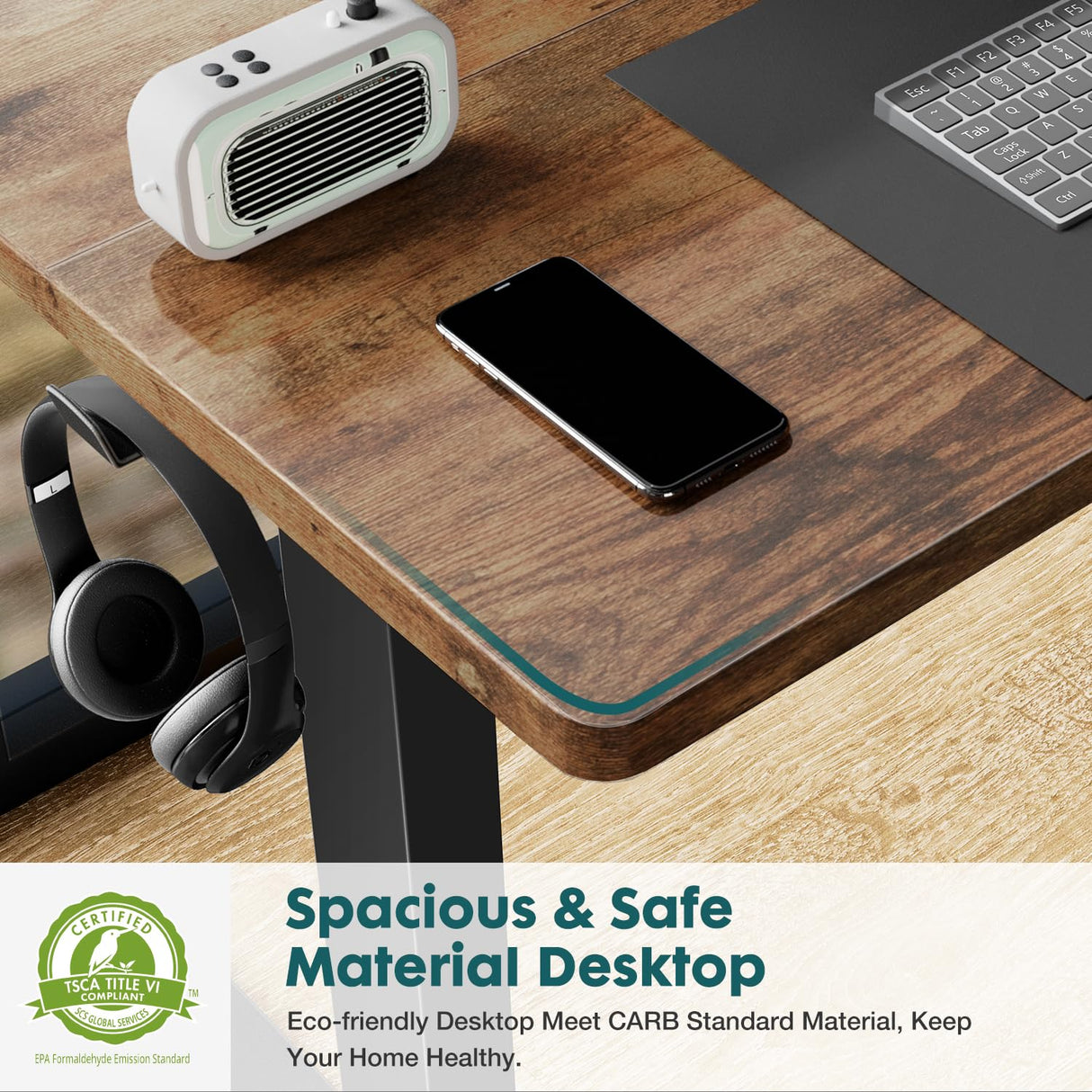 SMUG Electric Standing Desk, 63 x 24 Inch, Modern Style, Adjustable Height, 154 lbs Capacity, with Memory Presets, for Home Office, Rustic Brown SMUG