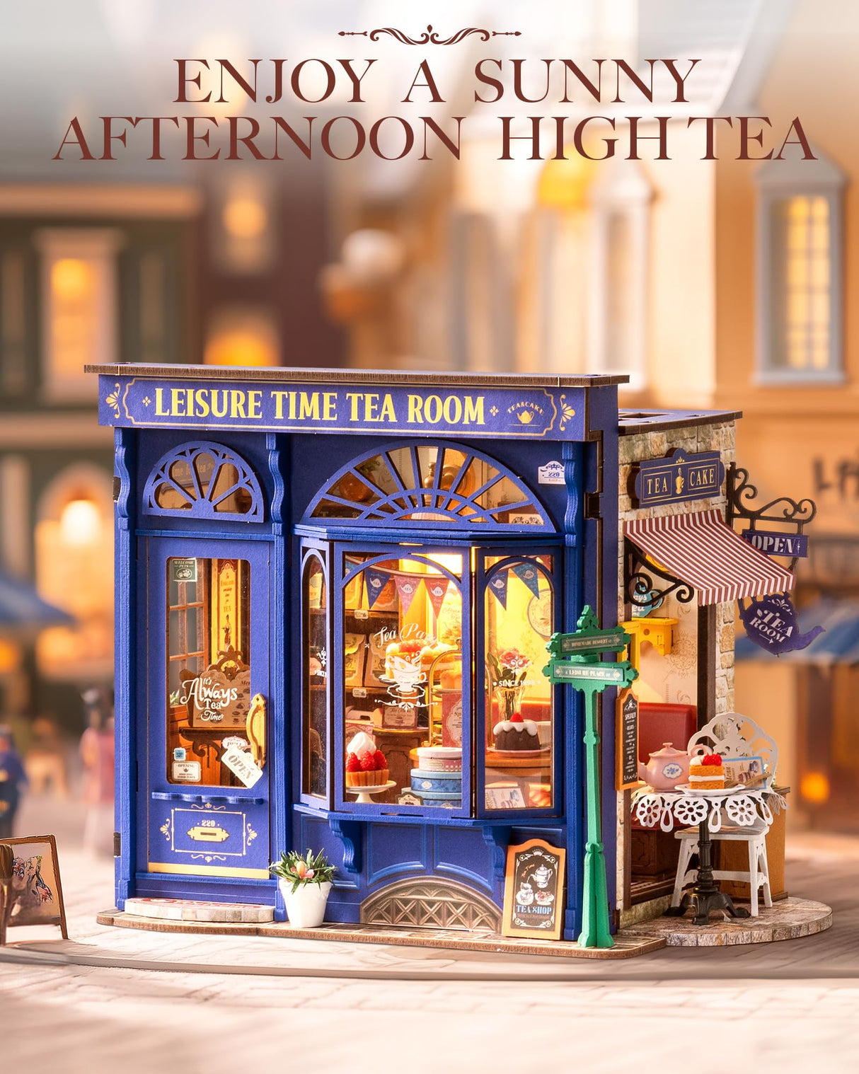 Rolife DIY Dollhouse Miniature House Kit 1:18 Edwardian Tea Room with Openable Facade, Diorama Building Model Kit Crafts for Adults Home Decor Creative Gift for Boys Girls Rolife