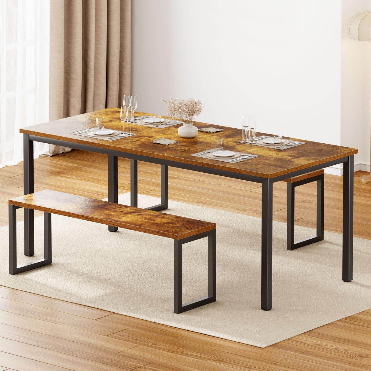 Need Large Computer Desk 70.8 x 31.5 inches Conference Table Large Office Desk Writing Table Workstation for Home Office,Rustic Brown & Black 10FJGSAC3-180FG-ND Need