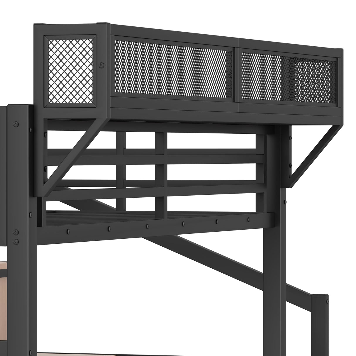 Metal Full Size Loft Bed with Stairs and Wardrobe,Heavy Duty Loft Bed Frame with LED Lights and Charging Station for for Kids,Teens,Adults,Natural Wood Bellemave