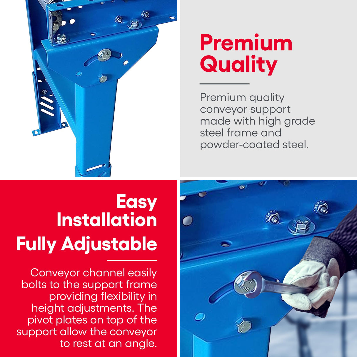 Ultimation Industries Light-Duty Roller Stand - Adjustable Height Tool Stand with Steel Conveyor Rollers, 12" x 3' Galvanized Steel, Ideal Roller Stands for Woodworking, 540 lbs Capacity, Made in USA Ultimation