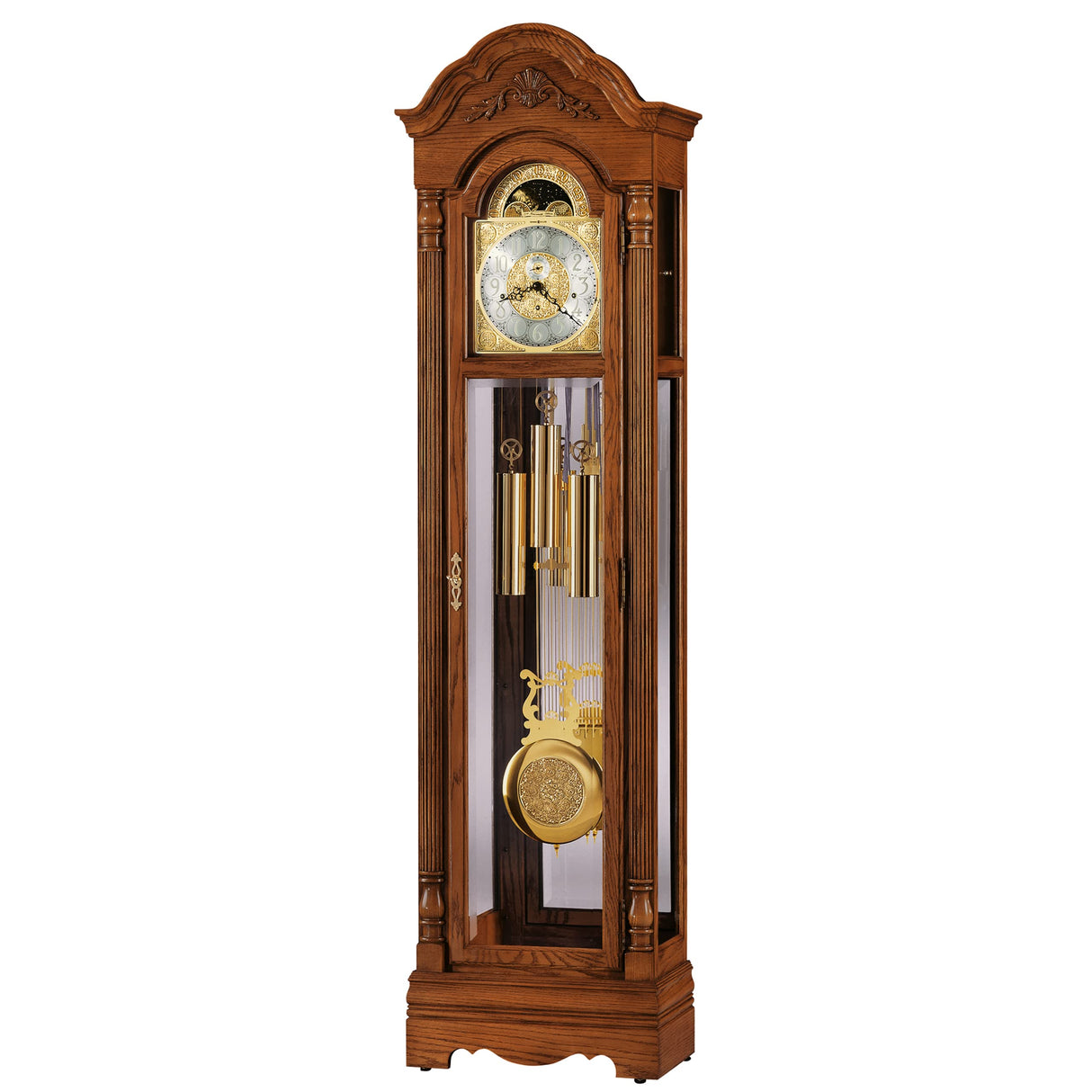 Howard Miller Morel Floor Clock II, Yorkshire Finish & Arched Bonnet Pediment with Cable Driven, Single-Chime Movement Arabic Numerals Grandfather Clocks Best for Bedroom & Living Room Howard Miller