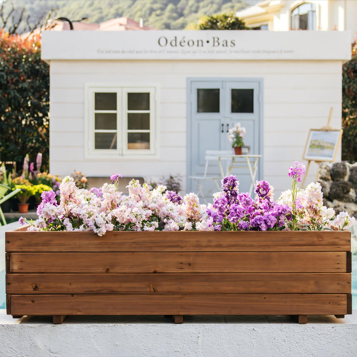 ScienGarden Wooden Raised Garden Bed Planter Box – Fir Wood Outdoor Vegetable, Herb & Flower Box with Drainage Holes – 47.24"x15.75"x12.6", Rot-Resistant, for Patio, Yard, Balcony ScienGarden