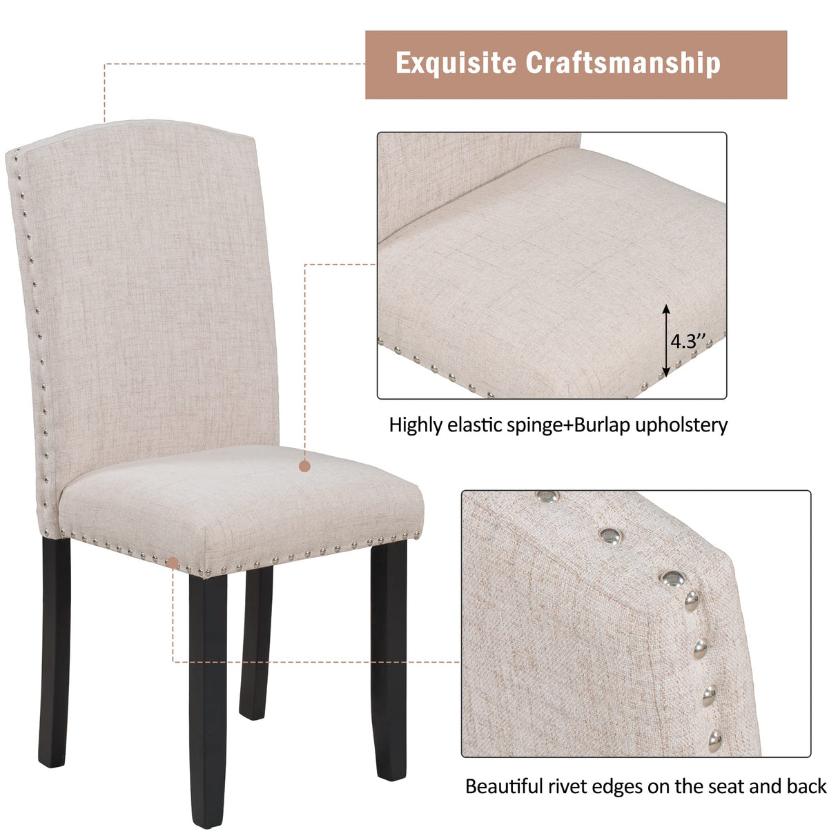 6 Pieces Dining Table Set with Bench, Rectangle Dining Table with 4 Upholstered Chairs & a Bench, Wood Kitchen Table Chairs Set for 6 Persons, Modern Style Dining Room Set (White +Black) Merax