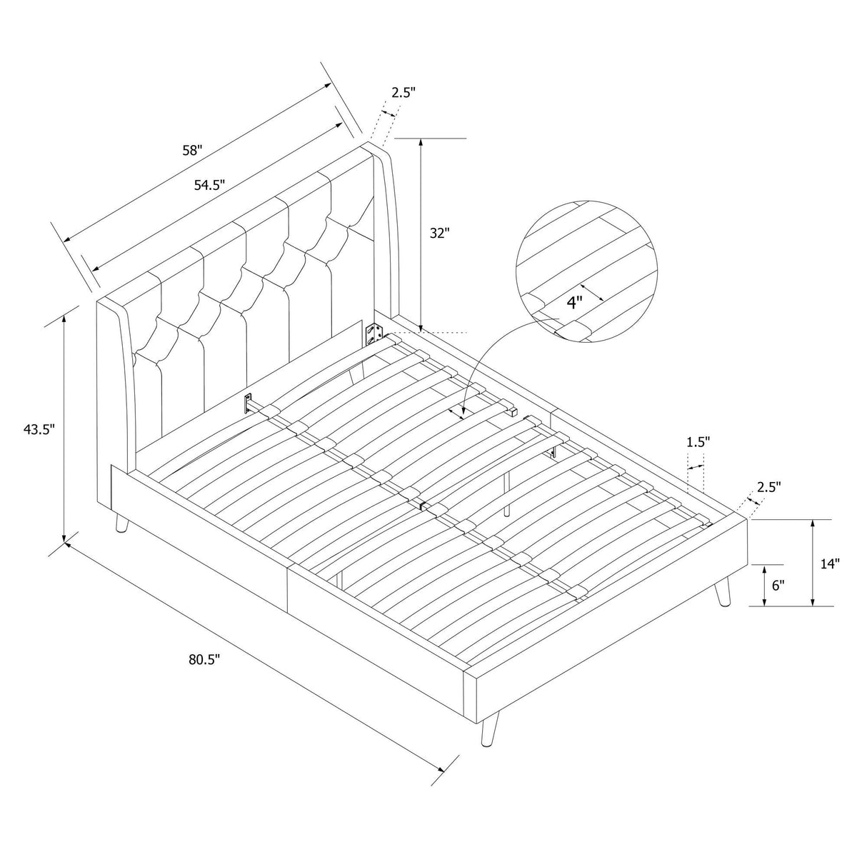 Novogratz Her Majesty Tufted Upholstered Bed Frame, Full, Pink Linen Novogratz