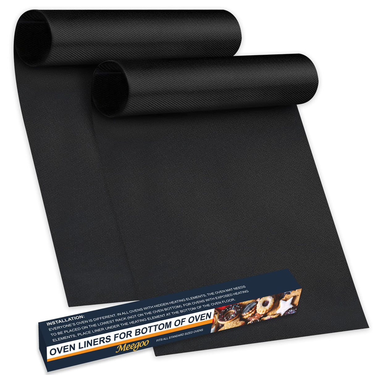 Meegoo Oven Liners for Bottom of Oven, 2 Pack Large Thick Heavy Duty Non-Stick Teflon Oven Mat Set, 15.74"x 23.62" BPA and PFOA Free Oven Floor Protector Liner, Kitchen Friendly Cooking Accessory Meegoo