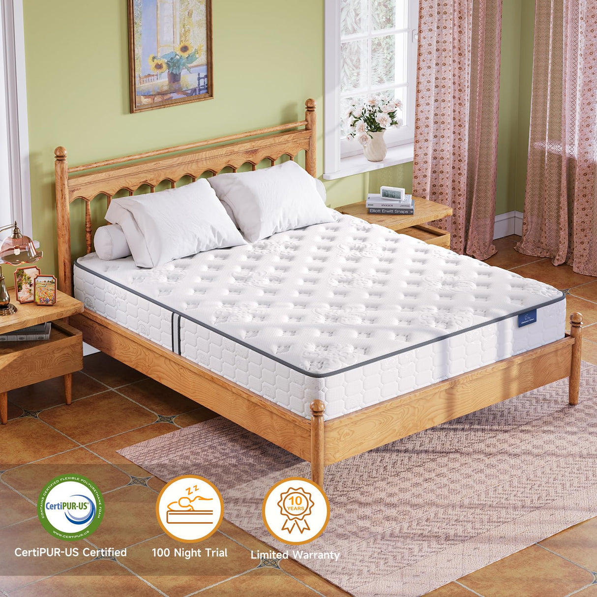 Vesgantti Twin Mattress, 10 Inch Twin Size Hybrid Mattress in a Box, Twin Bed Innerspring Mattress with Gel Memory Foam and Pocket Coils Spring, Tight Top Series Medium Firm Feel Vesgantti