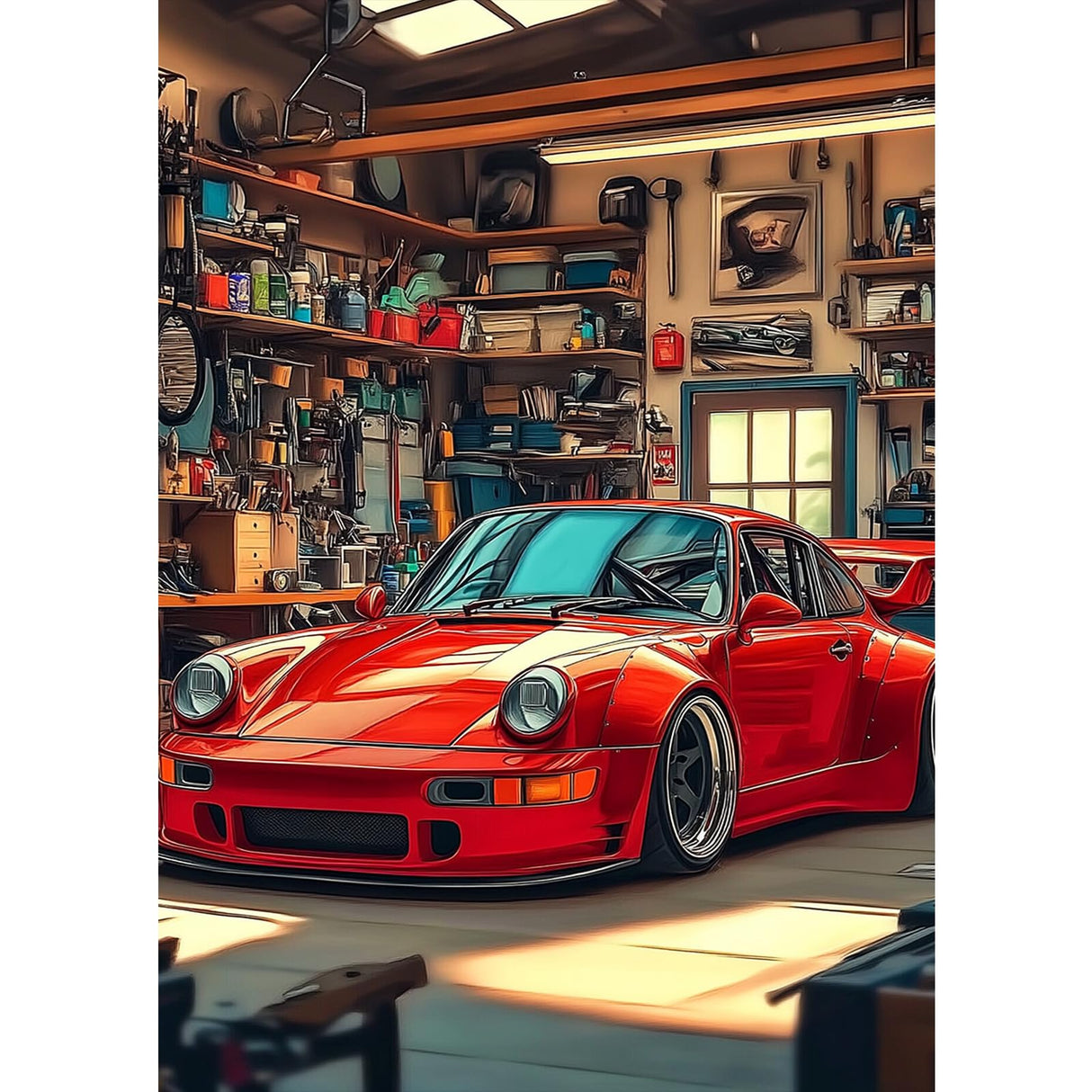 MXJSUA DIY 5D Diamond Painting Kits for Adults, Red Sports Car Diamond Art Painting Full Drill Crystal Rhinestone Embroidery Craft Kits for Home Wall Decor Gifts, 12x16inch MXJSUA