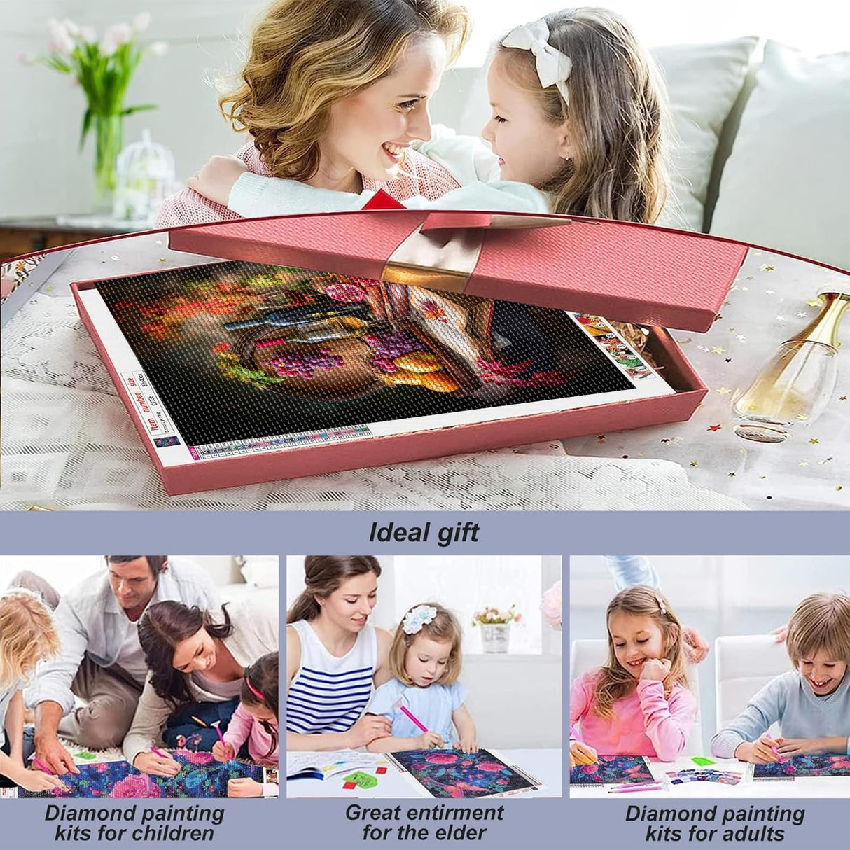 5D Wine Diamond Painting Kit for Adults, Beginners DIY Red Wine Diamond Art Kits Full Round Drill Diamonds Dots Gem Art Home Wall Decor 8x12 INCH Directo