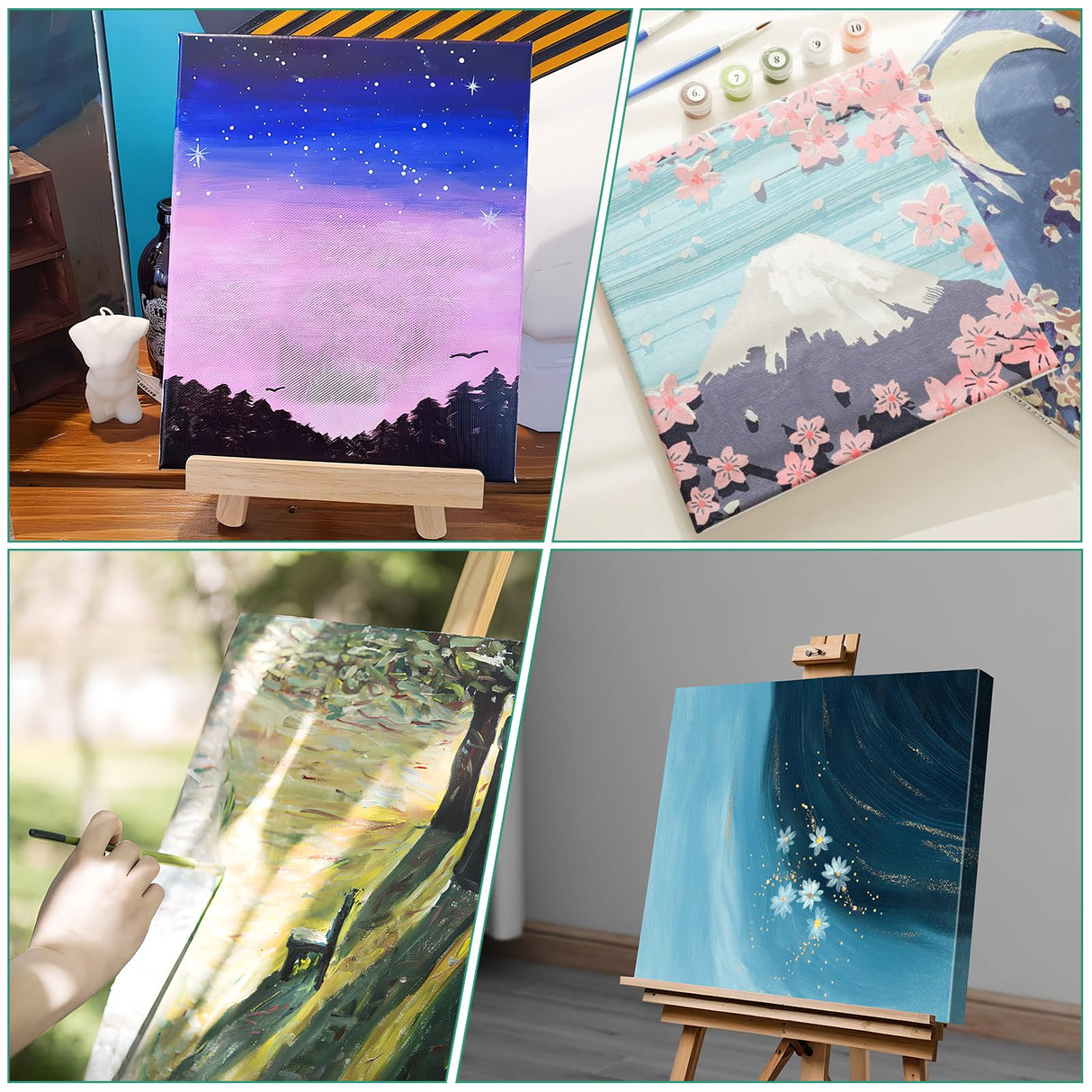 12 Pcs Stretched Canvas for Painting, Multiple Sizes: 12x16, 10x12, 8x10, 5x7, Blank Canvases Boards for Oil Painting YETEE