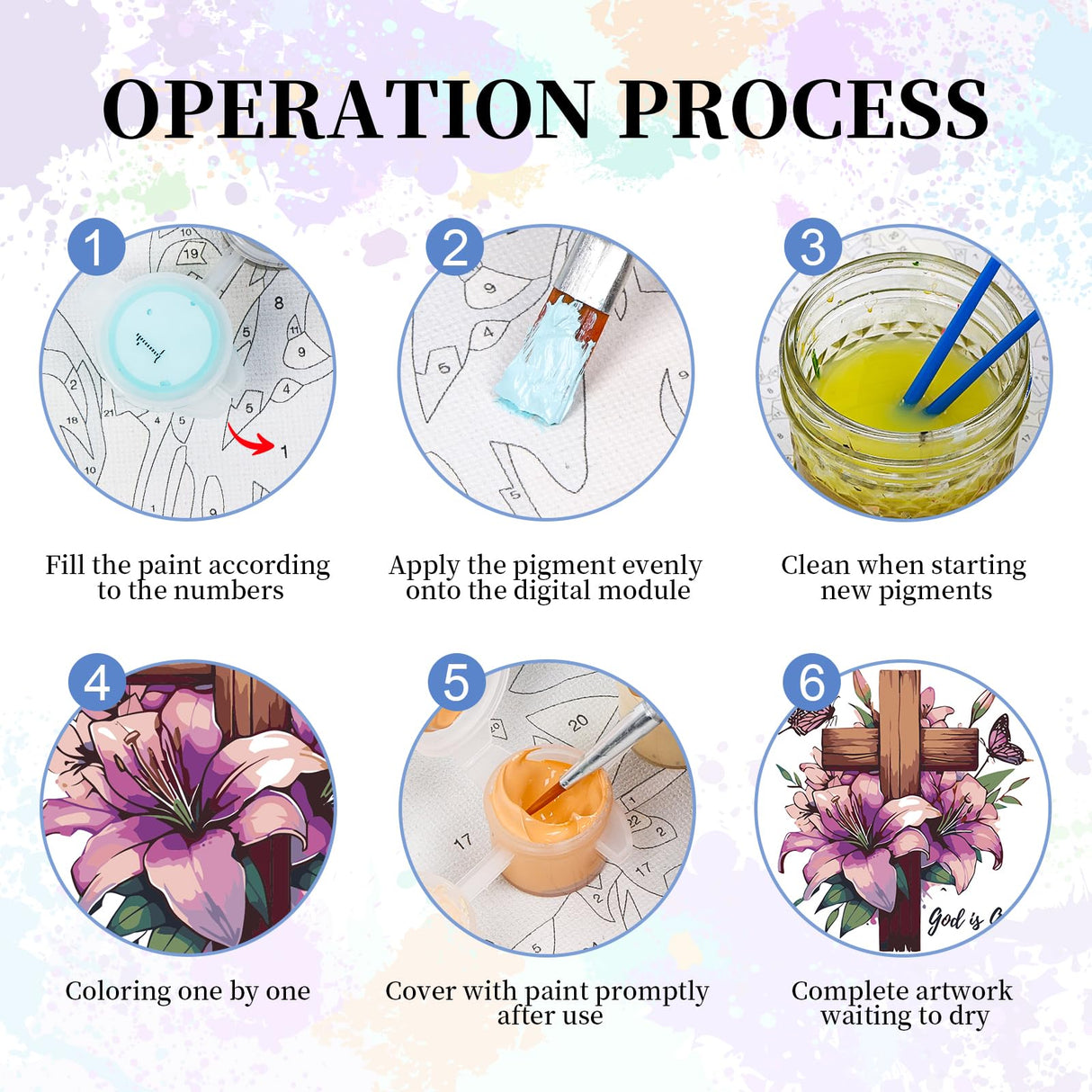 Framed Paint by Numbers Kit for Adults Beginner & Kids Ages 10-13, Jesus Cross Easy Paint by Numbers with Frame, Christian Religious Acrylic Adult Painting by Number Kits on Canvas Framed 10 x 10 Inch Camocin