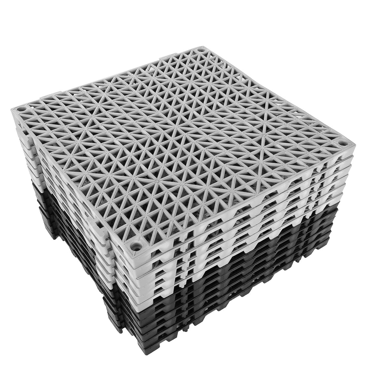 FengWu 12 Pack 12 x 12 Interlocking Rubber Bathroom Flooring Tiles Non-Slip Splicing Waterproof Mat Modular Interlocking Cushion Mat for Drain,Deck,Pool, Patio, Balcony, Shower, Kitchen, Yard, Grey FengWu