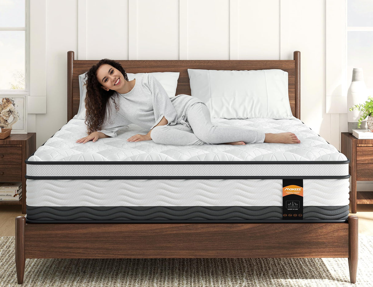 Maxzzz King Mattress in a Box 14 Inch Bamboo & Gel Infused Memory Foam Pocket Spring Hybrid Mattress - Medium Firm - Pressure Relief - CertiPUR-US Certified Maxzzz